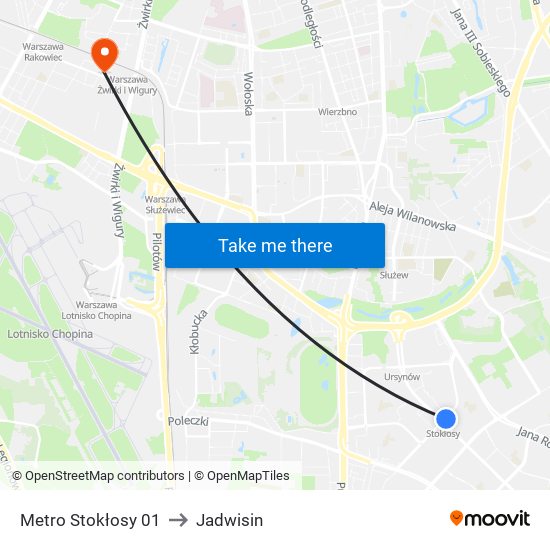 Metro Stokłosy to Jadwisin map