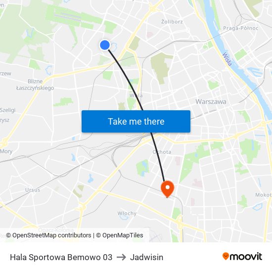 Hala Sportowa Bemowo to Jadwisin map