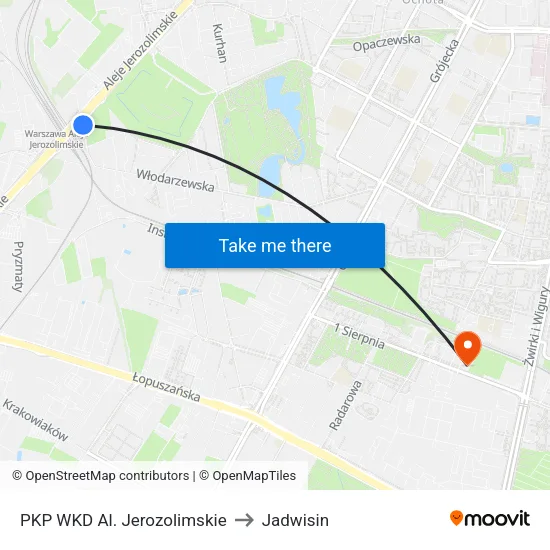PKP WKD Al. Jerozolimskie to Jadwisin map