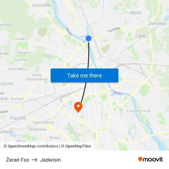Żerań Fso to Jadwisin map