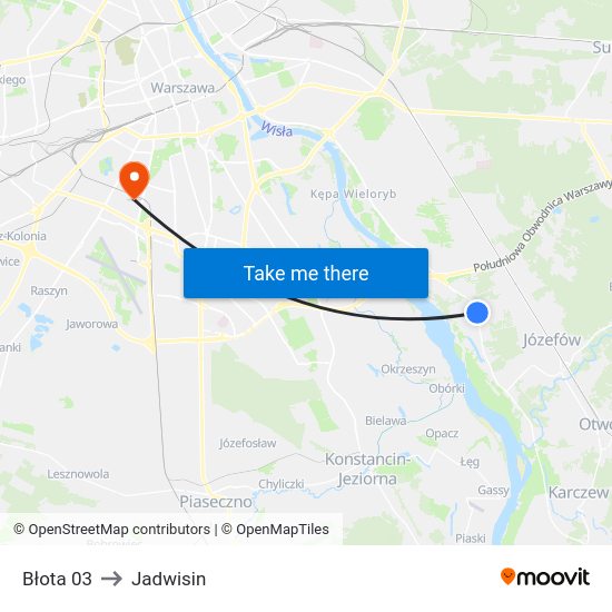 Błota to Jadwisin map