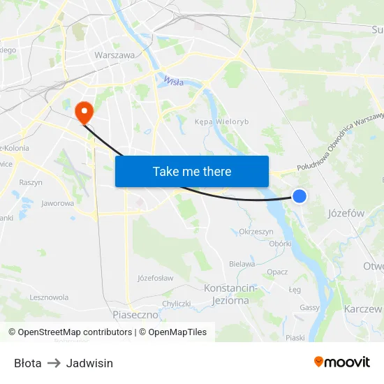 Błota to Jadwisin map