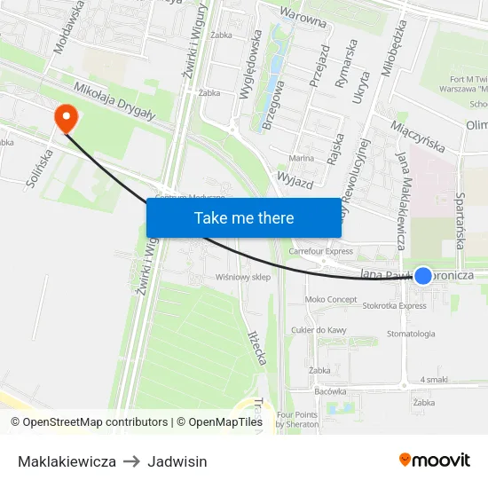 Maklakiewicza to Jadwisin map