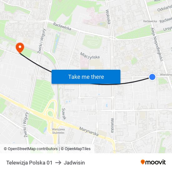 Telewizja Polska to Jadwisin map