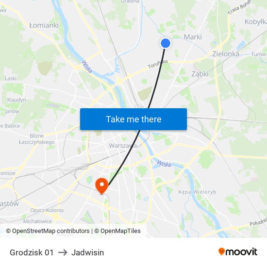 Grodzisk 01 to Jadwisin map