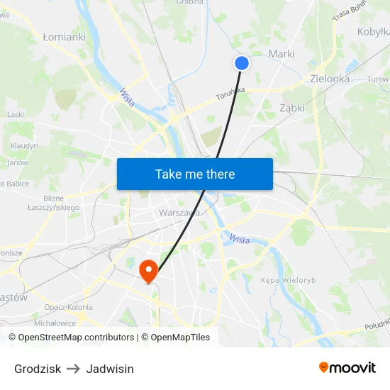 Grodzisk to Jadwisin map