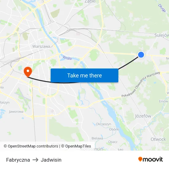 Fabryczna to Jadwisin map