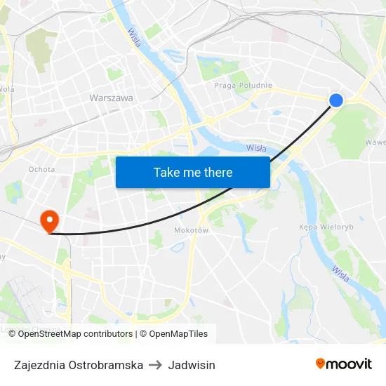 Zajezdnia Ostrobramska to Jadwisin map