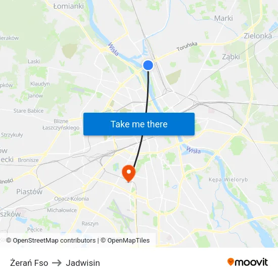 Żerań Fso to Jadwisin map