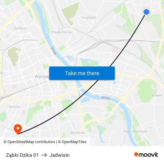 Ząbki Dzika 01 to Jadwisin map