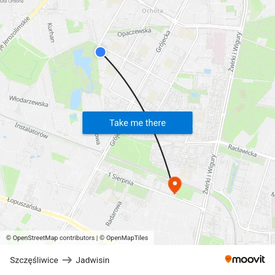 Szczęśliwice to Jadwisin map