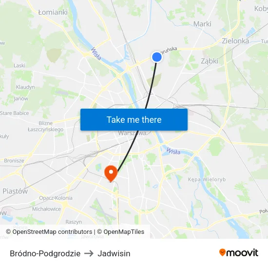 Bródno - Podgrodzie to Jadwisin map