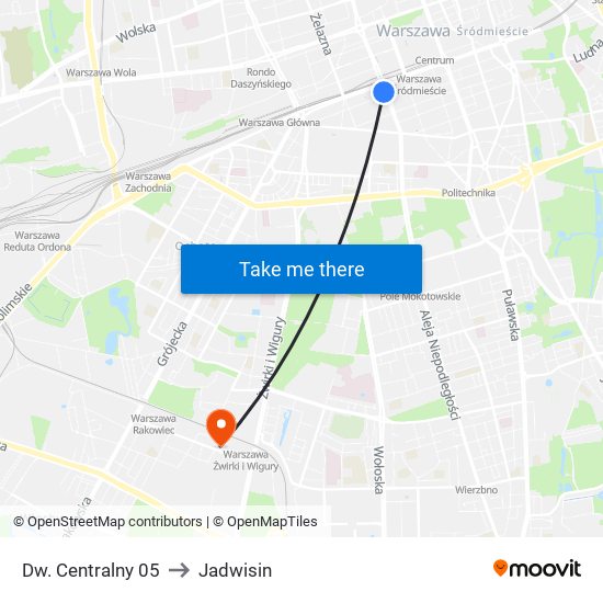 Dw. Centralny 05 to Jadwisin map