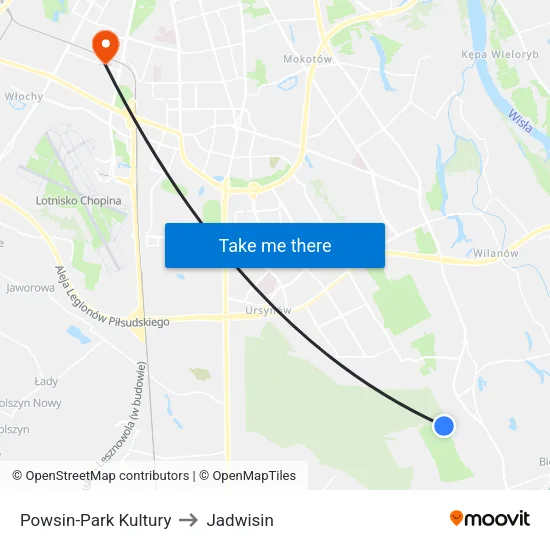 Powsin - Park Kultury to Jadwisin map
