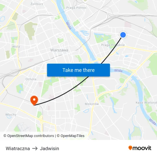 Wiatraczna to Jadwisin map