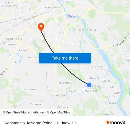Konstancin-Jeziorna Polna to Jadwisin map