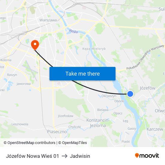 Józefów Nowa Wieś to Jadwisin map