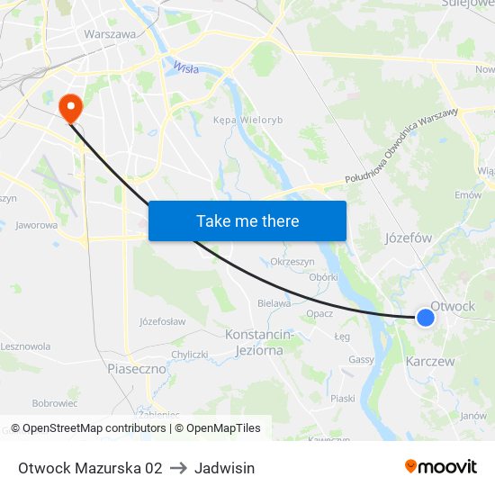 Otwock Mazurska 02 to Jadwisin map