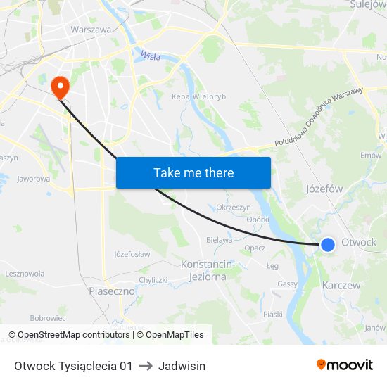 Otwock Tysiąclecia 01 to Jadwisin map