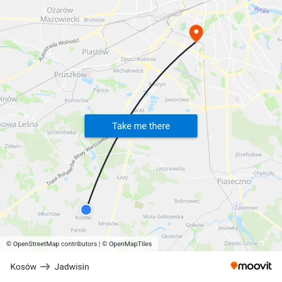 Kosów to Jadwisin map