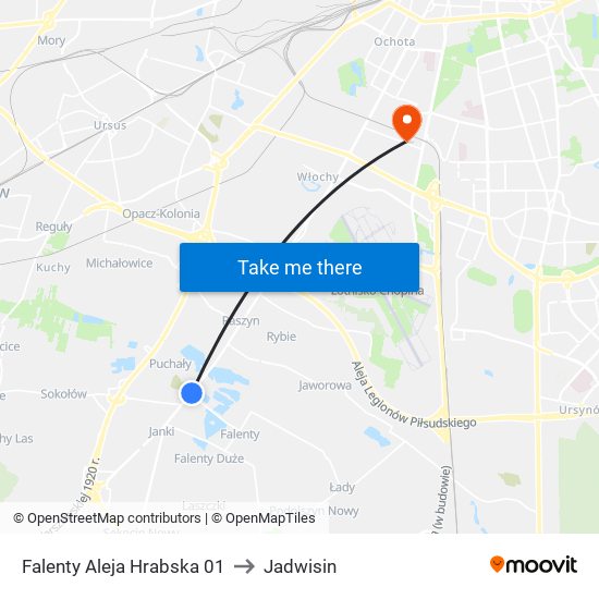 Falenty Aleja Hrabska to Jadwisin map