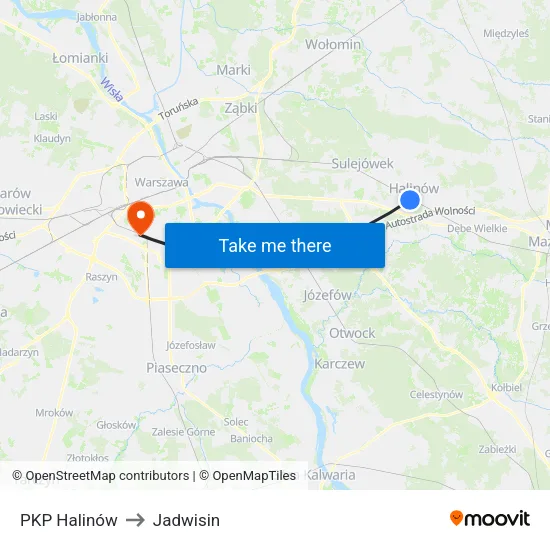 PKP Halinów to Jadwisin map