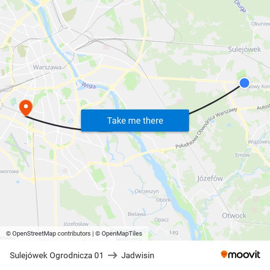 Sulejówek Ogrodnicza 01 to Jadwisin map