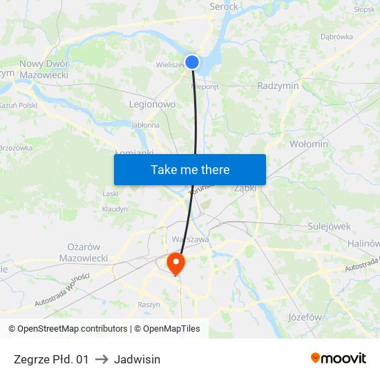 Zegrze Płd. to Jadwisin map