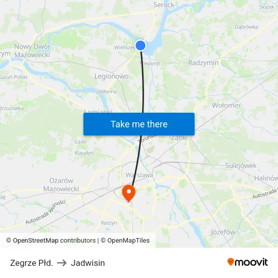 Zegrze Płd. to Jadwisin map