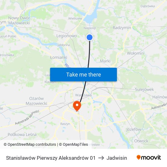 Stanisławów Pierwszy Aleksandrów 01 to Jadwisin map