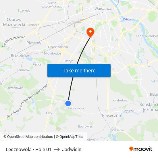 Lesznowola - Pole 01 to Jadwisin map