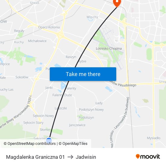 Magdalenka Graniczna 01 to Jadwisin map