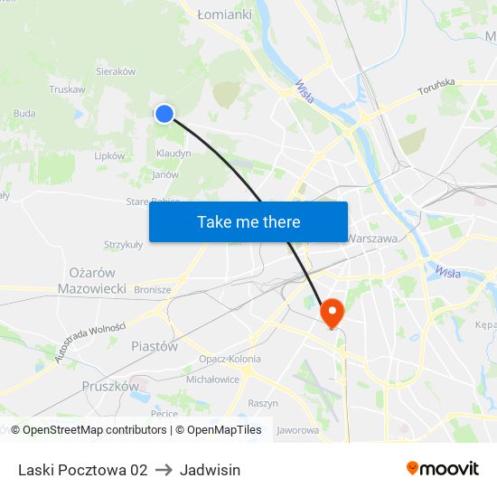 Laski Pocztowa 02 to Jadwisin map