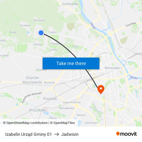 Izabelin Urząd Gminy 01 to Jadwisin map