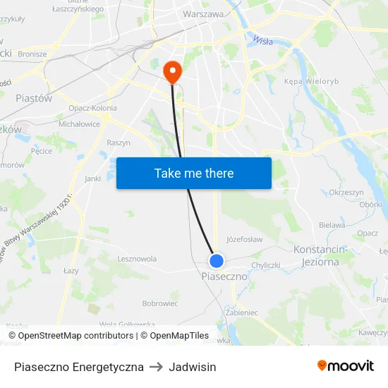 Piaseczno Energetyczna to Jadwisin map