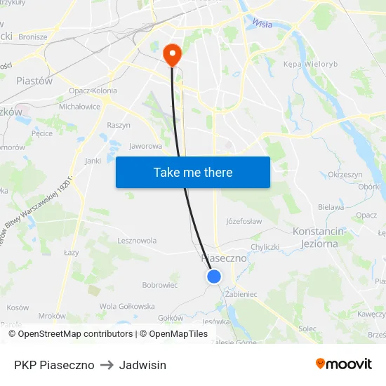 PKP Piaseczno to Jadwisin map