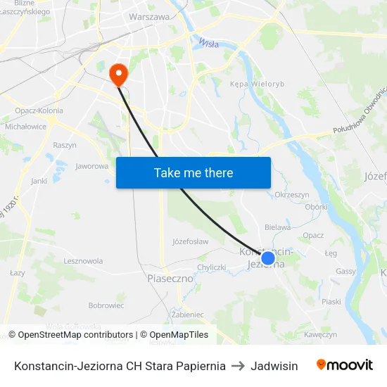 Konstancin-Jeziorna CH Stara Papiernia to Jadwisin map