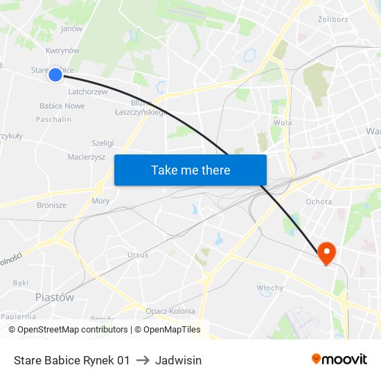 Stare Babice Rynek to Jadwisin map