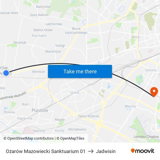 Ożarów Mazowiecki Sanktuarium to Jadwisin map