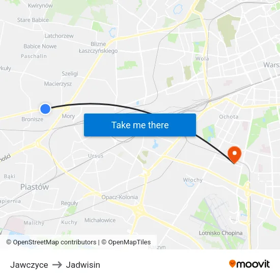 Jawczyce to Jadwisin map