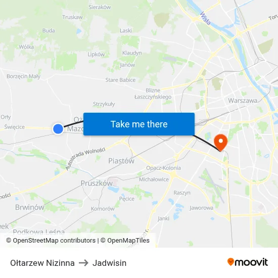 Ołtarzew Nizinna to Jadwisin map