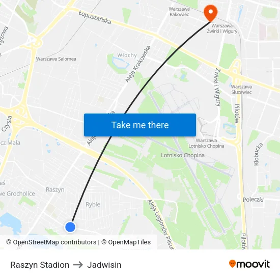 Raszyn Stadion to Jadwisin map