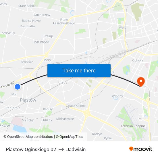 Piastów Ogińskiego 02 to Jadwisin map