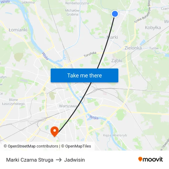 Marki Czarna Struga to Jadwisin map