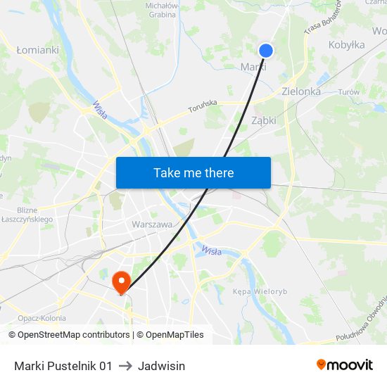 Marki Pustelnik to Jadwisin map