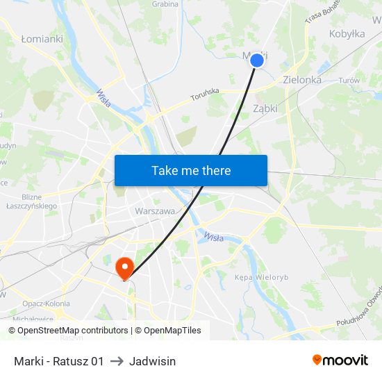 Marki-Ratusz to Jadwisin map