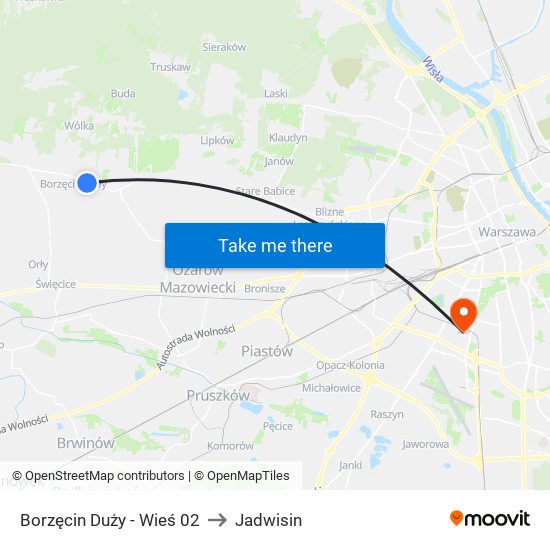 Borzęcin Duży-Wieś to Jadwisin map