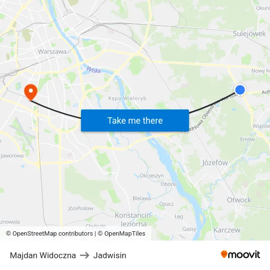 Majdan Widoczna to Jadwisin map