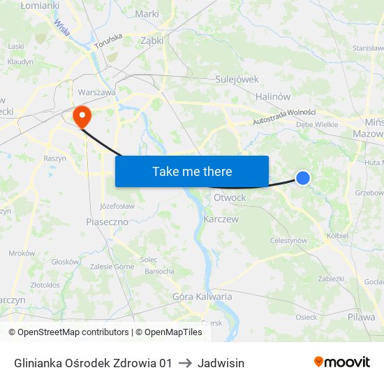 Glinianka Ośrodek Zdrowia 01 to Jadwisin map