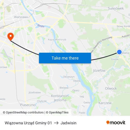 Wiązowna Urząd Gminy 01 to Jadwisin map